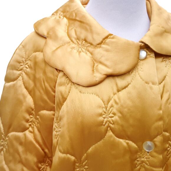 Vintage Rhapsody by Glazier Gold Robe House Coat Jacket Satin Puffy Quilted M/L - Picture 5 of 16